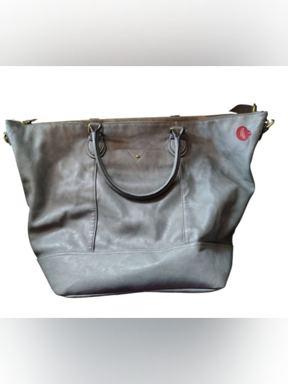 NWT Merona Women’s Oversized Grey Taupe Faux Leather Work Tote